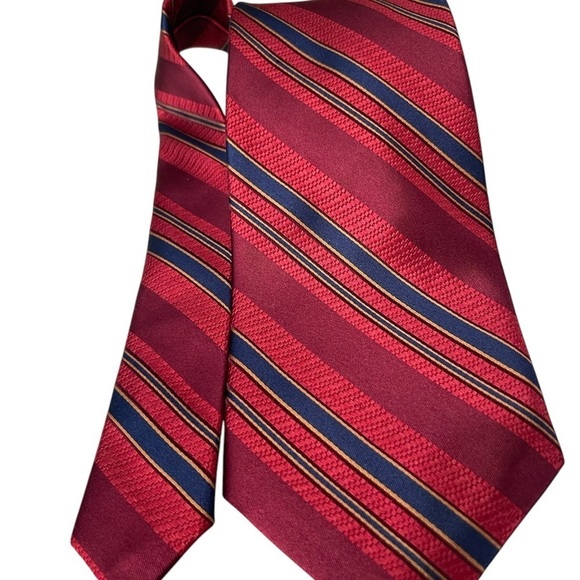 Robert Talbott Best of Class Nordstrom Red Blue striped  Repp Tie 58 X 4 inches - Picture 5 of 6